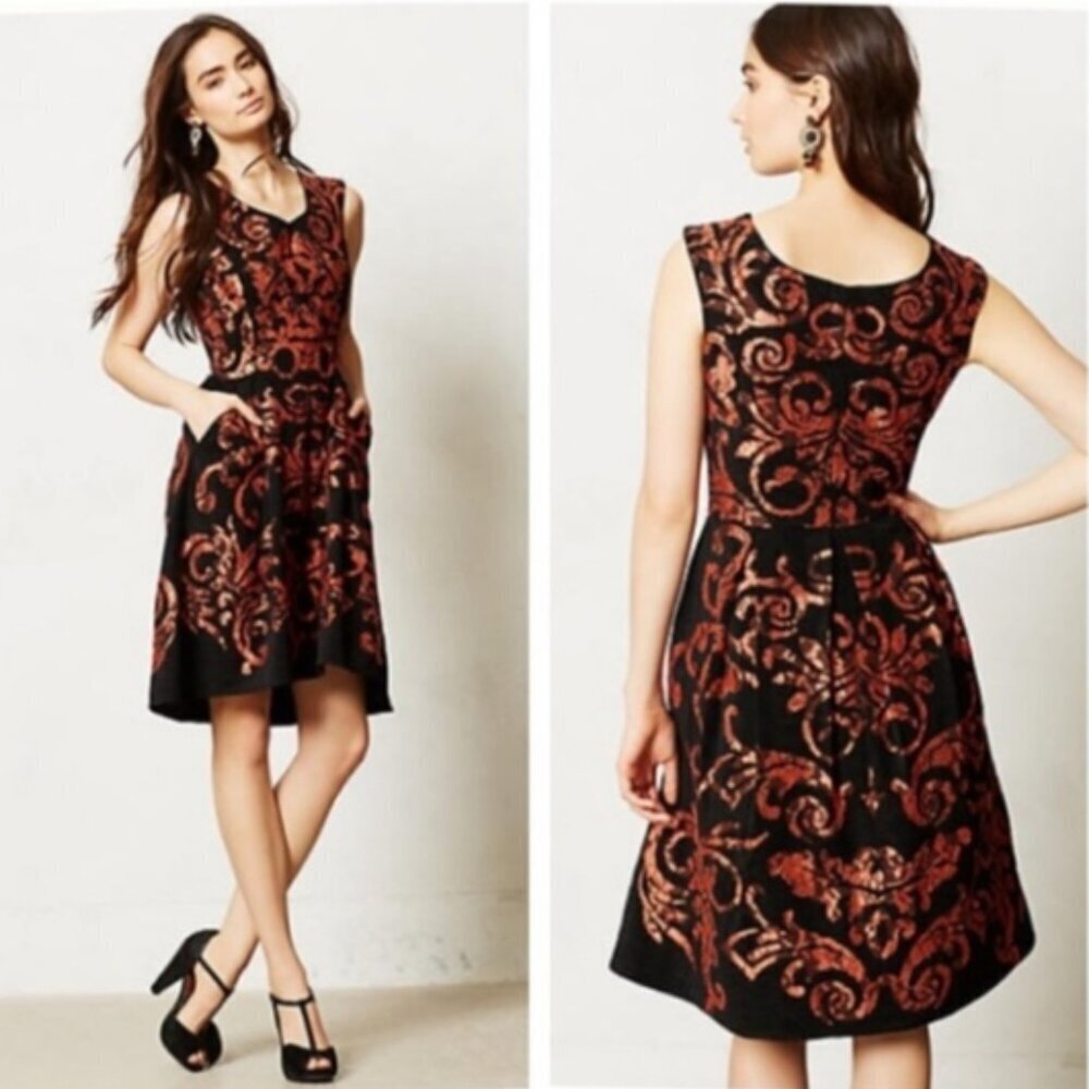 Anthropologie‎ Yoana Baraschi Lace Paisley Dress Size 10